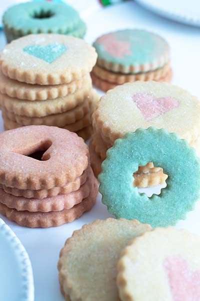 Vegan pastel shortbread biscuits.